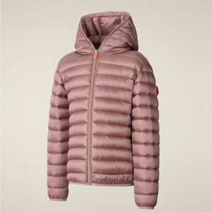 Save The Duck Girls Puffer Jacket Age 14 Misty Rose Hooded NEW